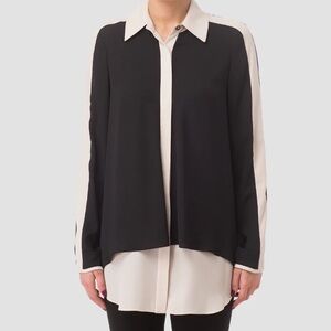 Joseph Ribkoff Long Sleeve Blouse Size 8 in Two-Tone Black and Cream